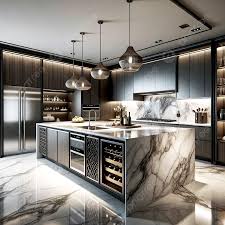 مطبخ حديث بتصميم فاخر وأنيق, ديكور المطبخ الحديث, أفكار المطبخ الحديث, مشهد  المطبخ الحديث صورة الخلفية للتحميل مجانا