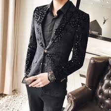 Maybe you would like to learn more about one of these? Blazer Men Luxury Business Velvet Flower Blazer Suit Men Jacket