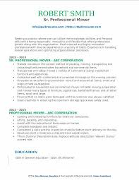Professional Mover Resume Samples Qwikresume