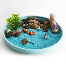 Mini Zen Garden Ocean Sand Garden Blue Desk Accessory Diy Etsy In 2021 Mini Zen Garden Zen Garden Diy Desktop Zen Garden