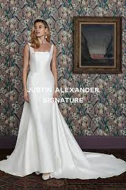 Style Charlie Square Neckline Mikado Fit And Flare Gown With Deep V Back Justin Alexander Signature Bridal Elegance New Wedding Dresses Wedding Dresses