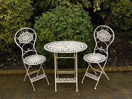 Free delivery over £40 to most of the uk great selection excellent customer service find everything for a beautiful home. Small Bistro Table And Chairs Wrought Iron White Garden Patio Garden Patio Furniture F Metal Garden Furniture Garden Furniture Sets Patio Furnishings