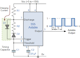 This circuit uses the 555 timer in an astable operating mode which generates a continuous output via pin 3 in the form of a square wave. 555 Oscillator Tutorial The Astable Multivibrator