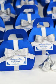 Royal Blue Wedding Favor Gift Box With Silver Satin Ribbon Bow Etsy In 2020 Wedding Favor Gift Boxes Personalized Wedding Favor Box Royal Blue Wedding Favors