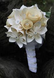 Origami And Spiral Bouquet Paper Bridal Bouquet Paper Wedding Flowers Kusu Paper Flowers Wedding Bouquet Wedding Flower Alternatives Paper Bridal Bouquet