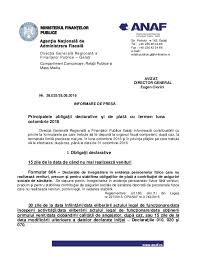 Plan de măsuri pentru eficientizarea colectării veniturilor la bugetul general consolidat. Declaratii Fiscale Octombrie 2016