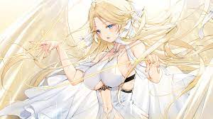anthropomorphism azur lane blonde hair blue eyes breasts brest (azur lane)  long hair maya g music navel sideboob wings | konachan.com - Konachan.com  Anime Wallpapers