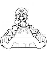 Dans ce dessin gratuit, retrouve luigi qui se tient près de son kart. Coloriage Super Mario Conduit La Voiture De Karting