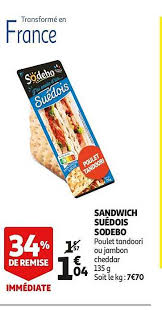 Offre Sandwich Suedois Sodebo 60 Sur Le 2eme Au Choix Chez Auchan