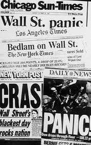 American Newspaper Headlines Describing The Stock Market Plunge Of October 19 1987 Stock Market Crash Stock Market Plan For Life