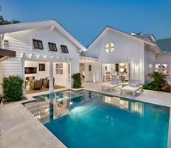 G Sowle On Instagram Farmhouse Chic With Pool Yes Modernfarmhouse Pool House Designs Pool Houses Modern Pools