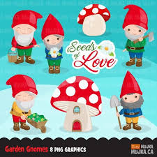 Garden Gnomes Clipart Gardening Graphics Gnome Characters Etsy Scrapbooking Set Planner Stickers Gnomes
