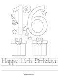 Print cute coloring pages for free and color our cute coloring! Happy 16th Birthday Coloring Page Twisty Noodle