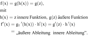 Y = f (g (x)) → y ′ = f ′ (g (x)) ⋅ g ′ (x) Differenzierungsregeln Definition Gabler Wirtschaftslexikon
