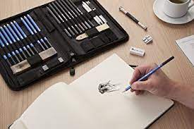 Castle Art Supplies 40 Piece Drawing Pencils And Sketch Set In Pop Up Zipper Case Includes Graphite Pastel And Charcoal Pencils And Accessories Amazon Co Uk
