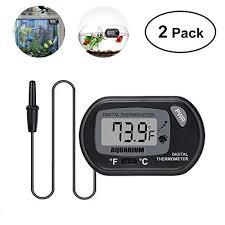 Ueetek Aquarium Thermometer Fish Tank Thermometer Lcd Digital With Suction Cup For Pond Marine Black 2 Pieces Aquarium Fish Tank Reptile Terrarium Aquarium Fish