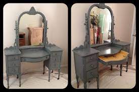 Painted Antique Vanity Charcoal Grey Vanity By Furniturealchemy Painted Vanity Ideas Grey Vanity Vanity Painted Vanity House Design