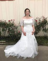 See more ideas about plus size wedding, plus size wedding gowns, wedding dresses. David S Bridal Jewel Off The Shoulder 3 4 Sleeve Wg3734 Nearly Newlywed