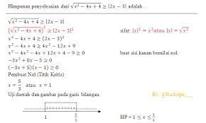 Limit trigonometri lingkaran logaritma matematika dasar matematika ipa matriks pelua peluang persamaan kuadrat pertidaksamaan program linier sbmptn sbmptn 2013 kode 323 sbmptn 2014 kode 584 sbmptn 2015 kode 502 simak ui simak ui 2011 kode 315. Contoh Soal Pertidaksamaan Sbmptn