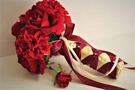 Fake wedding flowers that don't look cheap. Red Brides Bouquet Red Wedding Bouquet Bridesmaid Bouquets Red R Alex Emotions