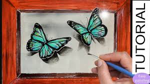 How To Paint 3d Butterfly Blue Butterflies Acrylic Painting Tutorial St Butterfly Painting Butterfly Acrylic Painting 3d Drawing Tutorial