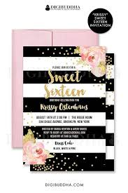 Black And White Stripe Invitation Template Free Black And White Striped Sweet Sixteen Birthday Invitations With Boho Chic Pink Watercolor Peonies And Bridal Shower Invitations Pink Invitations Bridal Shower