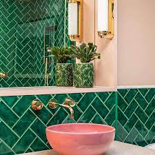 Purple small bathroom design photo. Ideas For Gorgeous Green Bathrooms