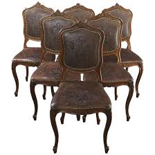 1930 Vintage Rococo Dining Chairs Louis Xv Set Of 6 Dining Chairs Leather Dining Chairs Walnut Wood Dining Chair