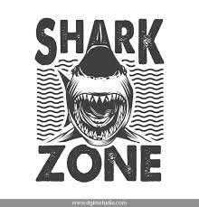 Black And White Shark Design Vintage Surfing Emblems Vintage Surf Shark Illustration Surfing