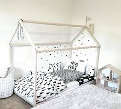 Wooden House Bed Frame Is An Amazing Floor Bed For Children To Sleep And Play Wood House Bed Or Tent Bed Will Make Transitio House Frame Bed Bed Tent Kid Beds