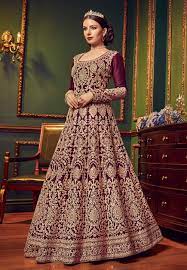 Wine color dress for indian wedding. Buy Wine Color Silk Indian Wedding Anarkali In Uk Usa And Canada