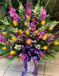 Check spelling or type a new query. Purple And Yellow Floor Basket In Jersey City Nj Hudson Florist