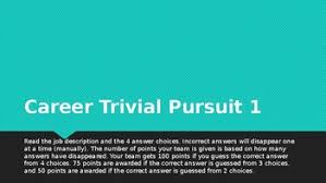 This hilarious scottish pub owner is the legendary host of a trivia game with more than 20 category options to choose from, including sports, food and drink, and even celebrity real estate. Investigating Careers Career Trivial Pursuit 1 Tpt
