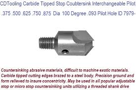 100 Degree Carbide Tipped Countersink Interchangeable Pilot Id 7979