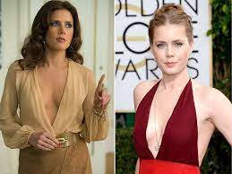 Going deep V: Amy Adams' plunging neckline returns