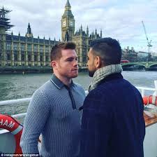 First, canelo alvarez manhandled his opponent. Photo Canelo Alvarez Amir Khan Go Face To Face Boxing News