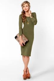 Com Midi Club Olive Green Long Sleeve Dress Green Long Sleeve Dress Green Dress Outfit Olive Green Bridesmaid Dresses