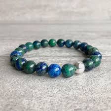 Chrysocolla Bracelet Stretch Blue Green Stone Bracelet Etsy Chrysocolla Jewelry Beaded Bracelets Gold Bead Bracelets