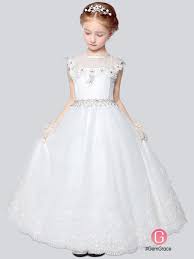 Formal Little Girls Wedding Dress With Beading Pageant Gown Flower Girl Dresses Cheap Flower Girl Dresses Wedding Dresses For Girls