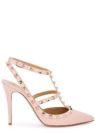 Valentino Valentino Garavani Rockstud 100 Light Pink Grained Leather Pumps Harvey Nichols