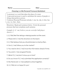 I And Me Personal Pronouns Worksheets Part 1 Beginner Pronoun Worksheets Personal Pronouns Worksheets Personal Pronouns