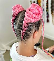 Braided space buns ✨ #spacebuns #pinkhair #cochella #festivalhair