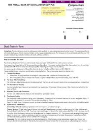 1 products and services may be offered by royal bank of canada or by a separate corporate entity affiliated with royal bank of canada, including but not limited to royal mutual funds inc., rbc direct investing inc. Stock Transfer Form The Royal Bank Of Scotland Investors