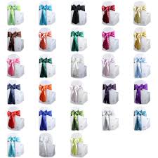 Chair covers sheer top covering with color of wedding in flower in back. 50 Pcs Satin Chair Cover Bow Sash 108 X8 Wedding Party Banquet Reception Wedding Supplies Home Garden