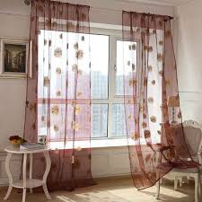 2 pcs sunflower voile curtain kitchen