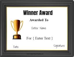 Winner Certificate Customize Online Print At Home No Registration Certificate Templates Text Signature Online Printing