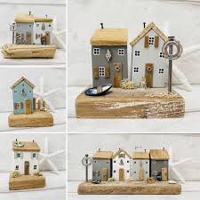 A Collection Of Driftwood Houses Handmade By The Seasalt Shed In 2020 Small Wooden House Rainy Day Crafts Wooden House