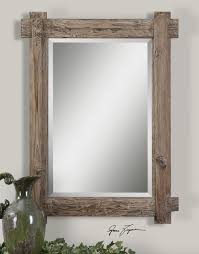 Claudio Rustic Distressed Wood Mirror With Beveled Glass 29x39 Wood Framed Mirror Wood Mirror Distressed Wood Mirror
