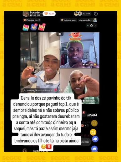 BANIDO! Boca de 09 teve sua conta da rede vizinha banida ap&oacute;s a repercuss&atilde;o  de uma live realizada durante a madrugada desta sexta-feira, que reuniu  mais de 200 mil espectadores simult&acirc;neos e