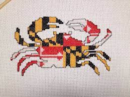 Size on 14 count roughly 7 x 4. Maryland Flag Crab Cross Stitch Pattern Maryland Flag Blue Etsy Cross Stitch Cross Stitch Patterns Cross Stitch Sea